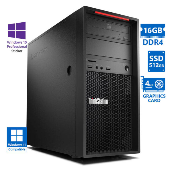 Lenovo (A-) ThinkStation P520C Tower Xeon W-2135(6-Cores)/16GB DDR4/512GB SSD/Nvidia 4GB/No ODD/10P