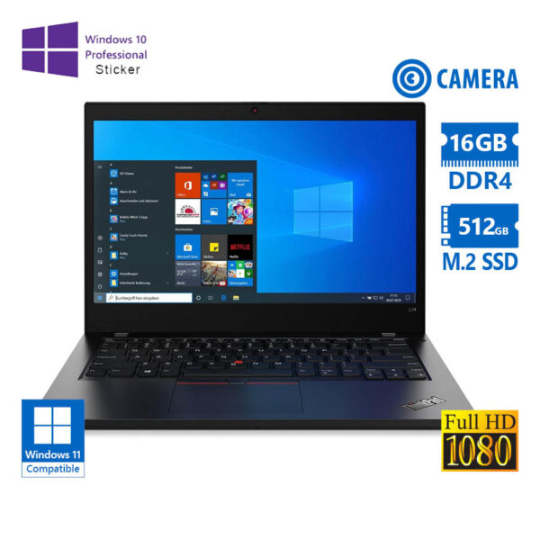 Lenovo (A-) ThinkPad L14 Gen 1 i5-10210U/14\"FHD/16GB DDR4/512GB M.2 SSD/No ODD/Camera/10P Grade A- R