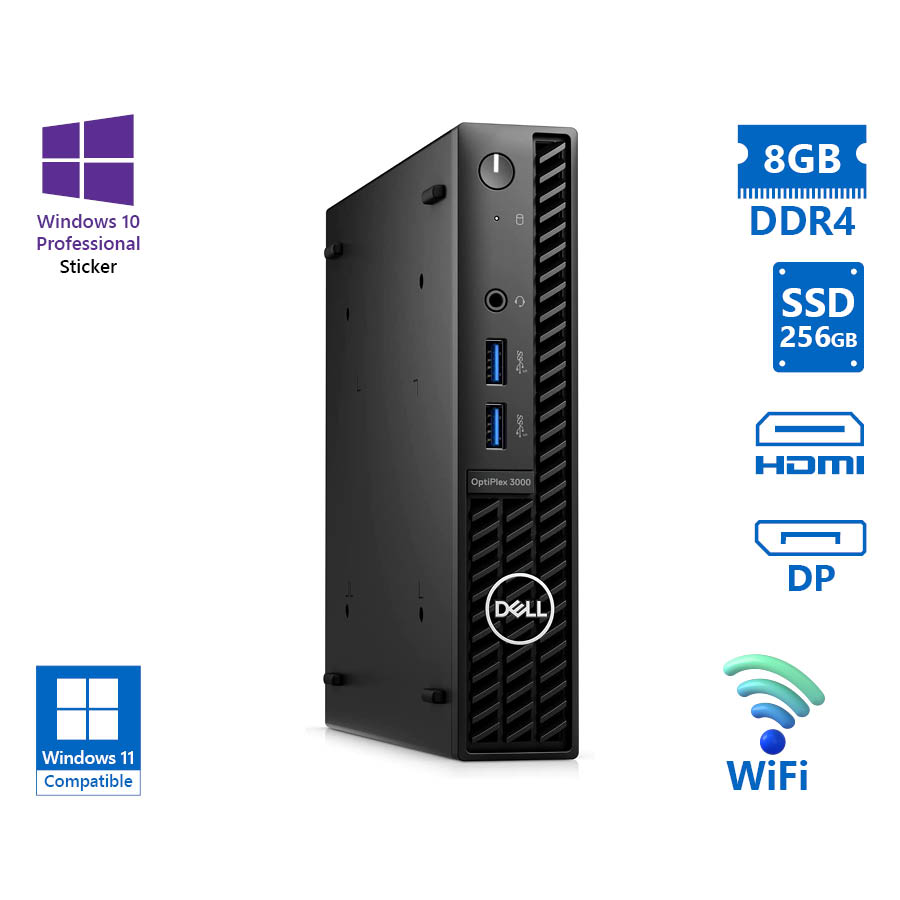 Dell Optiplex 3000 DM WiFi i5-12500T/8GB DDR4/256GB SSD/No ODD/10P Grade A Refurbished PC