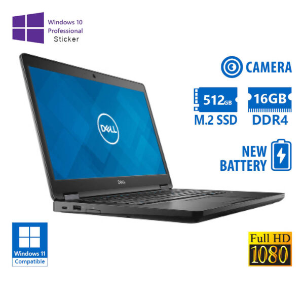 Dell (A-) Latitude 5490 i5-8350U/14”FHD/16GB DDR4/512GB M.2 SSD/No ODD/Camera/New Battery/10P Grade