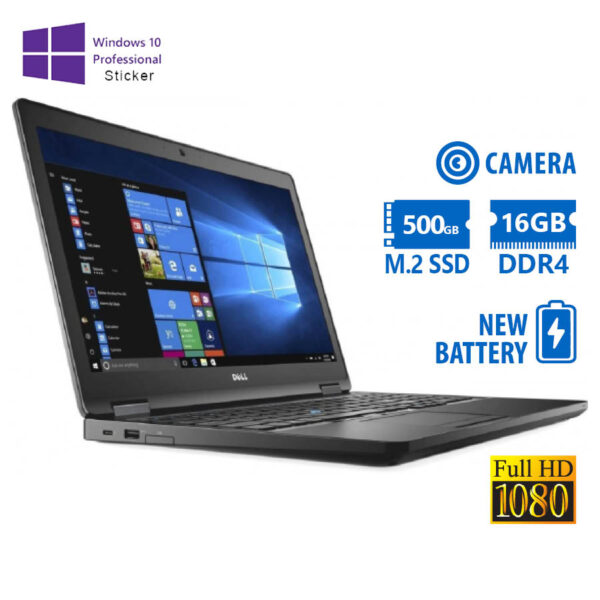 Dell (A-) Latitude 5580 i7-7820HQ/15.6``FHD/16GB DDR4/500GB M.2 SSD/No ODD/Camera/New Battery/10P Gr