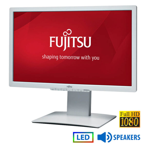 Used (A-) Monitor B23T LED/Fujitsu/23\"FHD/1920x1080/Wide/White/w/Speakers/Grade A-/D-SUB & DVI-D & D