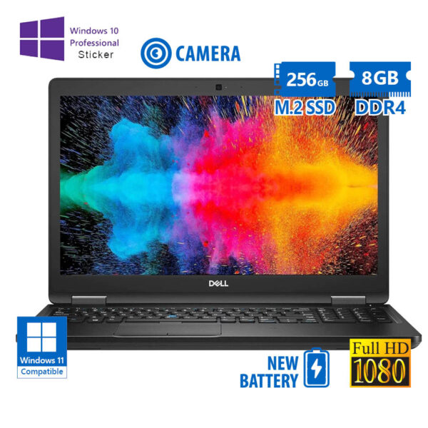 Dell Latitude 5590 i5-8250U/15.6”FHD/8GB DDR4/256GB M.2 SSD/No ODD/Camera/New Battery/10P Grade A Re