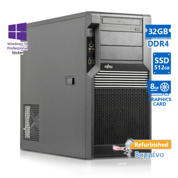 Fujitsu Celsius M740B Tower Xeon E5-1650V4(6-Cores)/32GB DDR4/512GB SSD/Nvidia 8GB/DVD/10P Grade A+