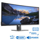 Used (A-) Monitor U3818DW Curved/Dell/38\"UW-QHD/3840x1600/Black/w/Speakers/Grade A-/DP & 2xHDMI & US
