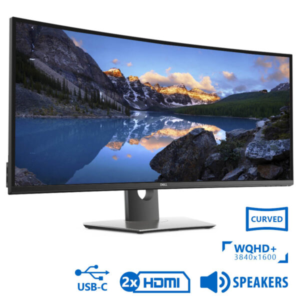 Used (A-) Monitor U3818DW Curved/Dell/38\"UW-QHD/3840x1600/Black/w/Speakers/Grade A-/DP & 2xHDMI & US