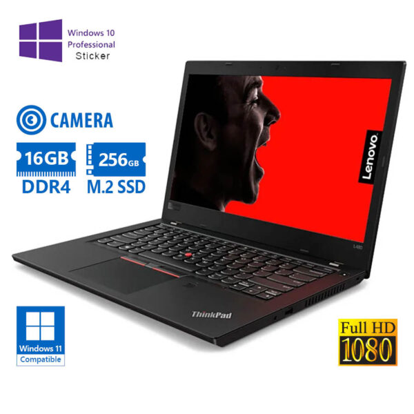 Lenovo (A-) ThinkPad L480 i5-8250U/14``FHD/16GB DDR4/256GB M.2 SSD/No ODD/Camera/10P Grade A- Refurb