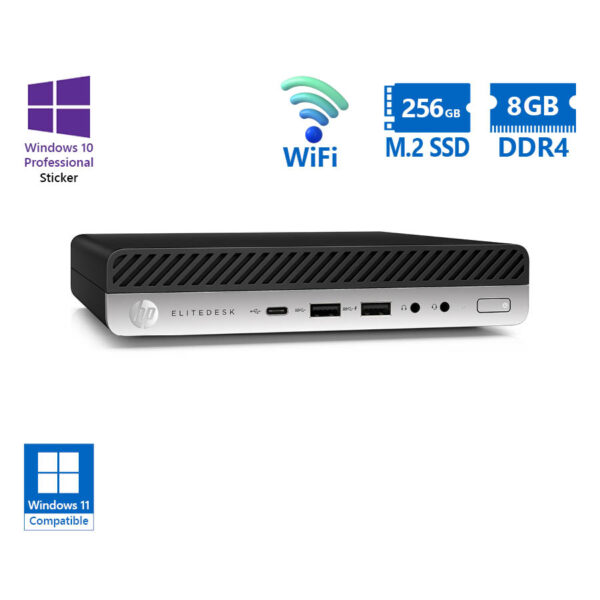 HP EliteDesk 800G4 DM WiFi i5-8500/8GB DDR4/256GB M.2 SSD/No ODD/10P Grade A Refurbished PC